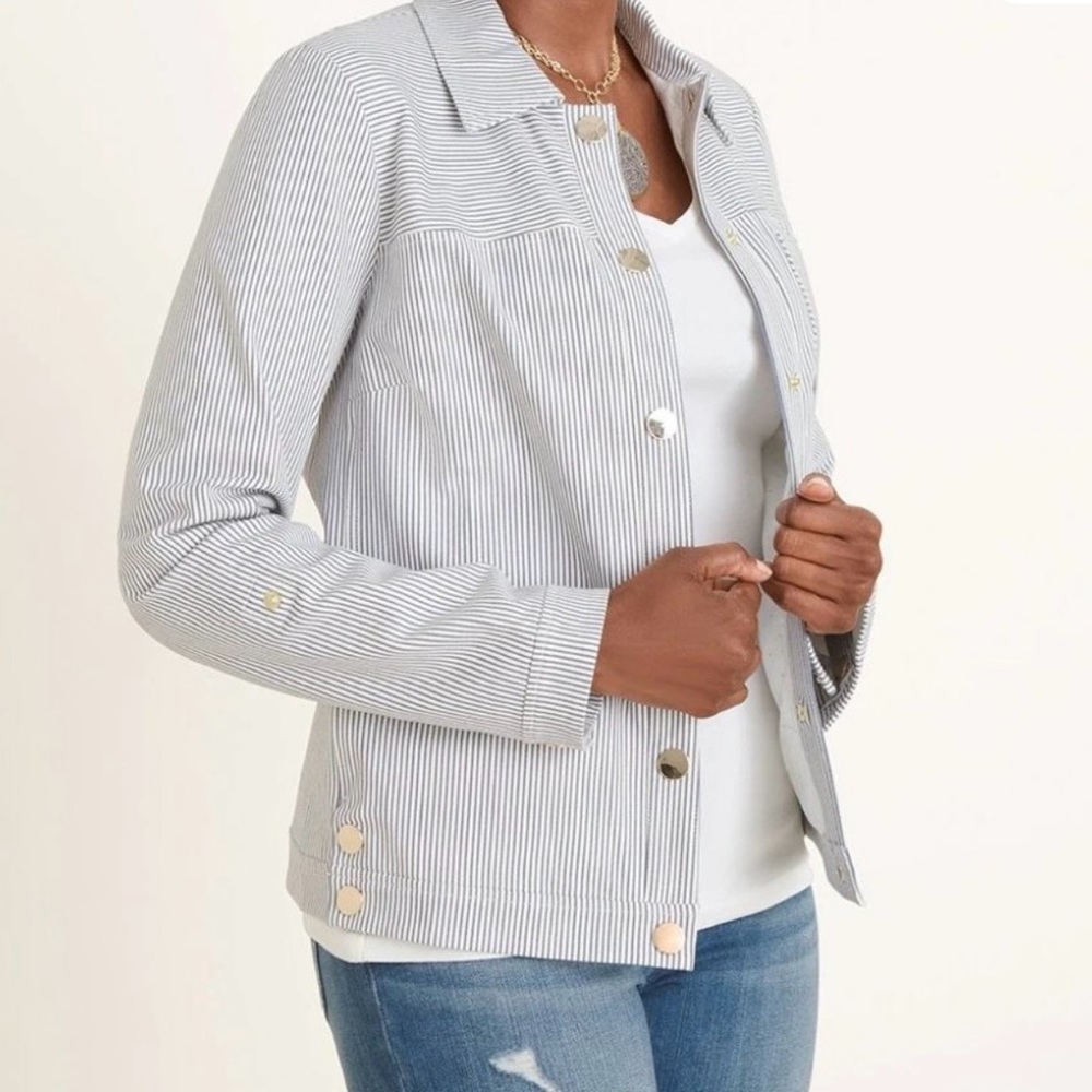 Chico’s Classic Pinstripe Jacket. NWT